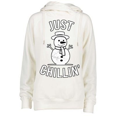 Just Chillin Snowman Womens Funnel Neck Pullover Hood