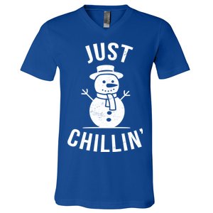 Just Chillin Snowman V-Neck T-Shirt