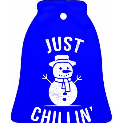 Just Chillin Snowman Ceramic Bell Ornament