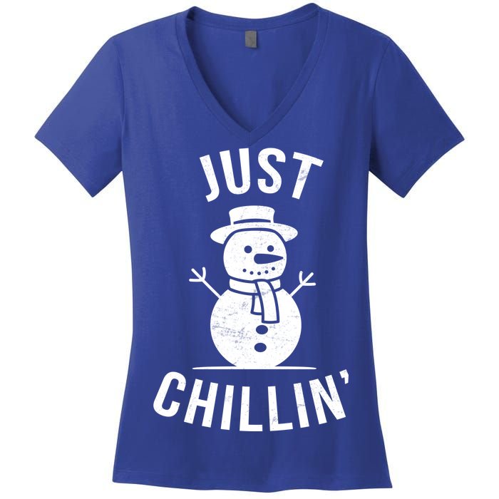 Just Chillin Snowman Women's V-Neck T-Shirt