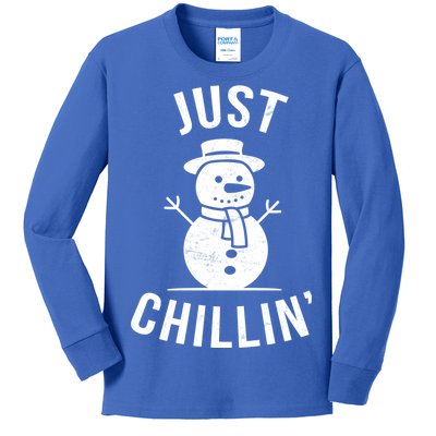 Just Chillin Snowman Kids Long Sleeve Shirt