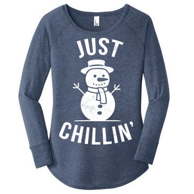 Just Chillin Snowman Women's Perfect Tri Tunic Long Sleeve Shirt