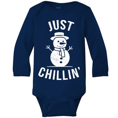 Just Chillin Snowman Baby Long Sleeve Bodysuit