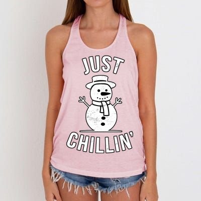 Just Chillin Snowman Women's Knotted Racerback Tank