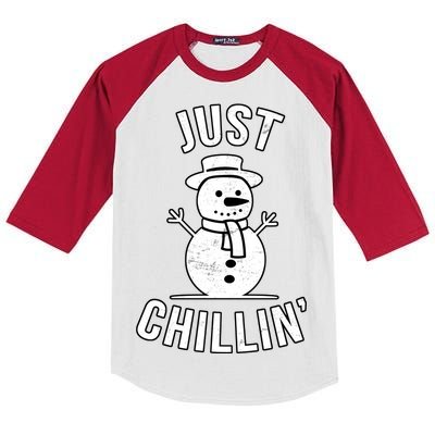 Just Chillin Snowman Kids Colorblock Raglan Jersey