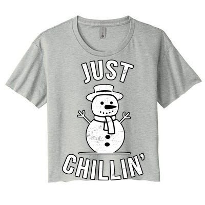 Just Chillin Snowman Women's Crop Top Tee