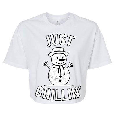 Just Chillin Snowman Bella+Canvas Jersey Crop Tee