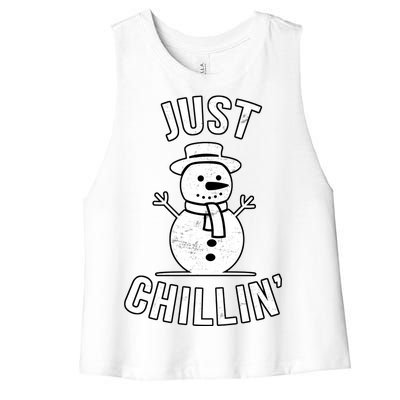 Just Chillin Snowman Women's Racerback Cropped Tank