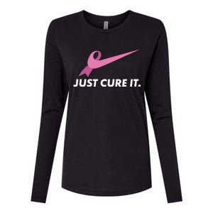 Just Cure It Breast Cancer Awareness Womens Cotton Relaxed Long Sleeve T-Shirt