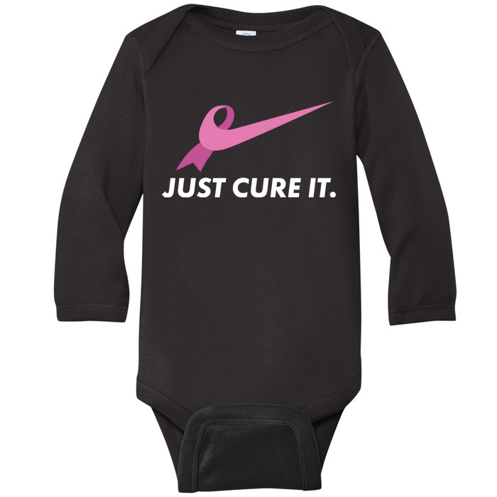 Just Cure It Breast Cancer Awareness Baby Long Sleeve Bodysuit