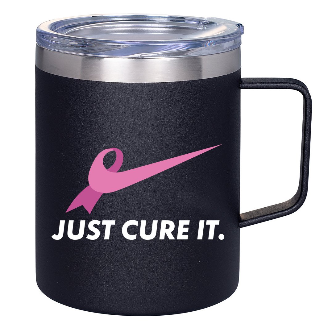 Just Cure It Breast Cancer Awareness 12oz Stainless Steel Coffee Mug