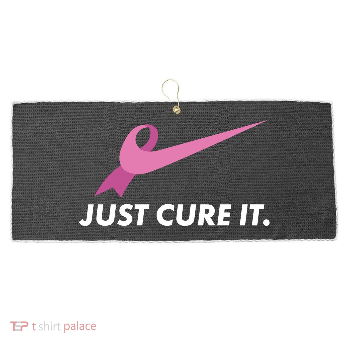 Just Cure It Breast Cancer Awareness Large Microfiber Waffle Golf Towel