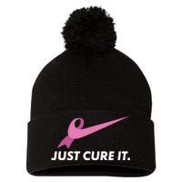 Just Cure It Breast Cancer Awareness Pom Pom 12in Knit Beanie