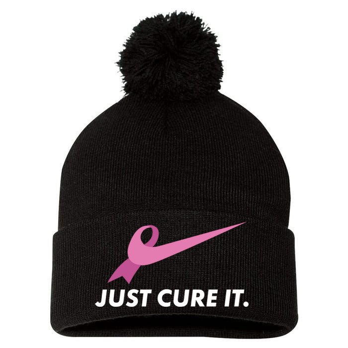 Just Cure It Breast Cancer Awareness Pom Pom 12in Knit Beanie