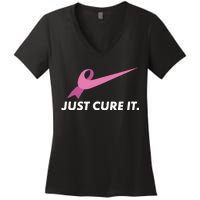 Just Cure It Breast Cancer Awareness Women's V-Neck T-Shirt