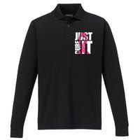 Just Cure It Breast Cancer Tribute Performance Long Sleeve Polo