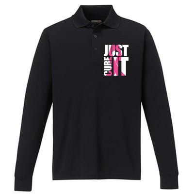 Just Cure It Breast Cancer Tribute Performance Long Sleeve Polo