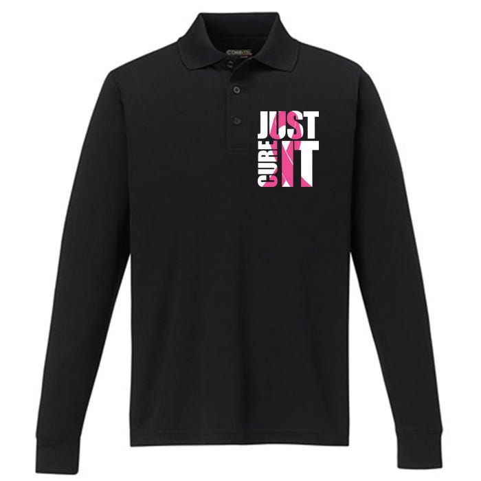 Just Cure It Breast Cancer Tribute Performance Long Sleeve Polo