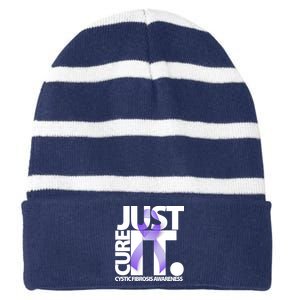 Just Cure it Cystic Fibrosis Striped Beanie with Solid Band