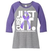 Just Cure it Cystic Fibrosis Women's Tri-Blend 3/4-Sleeve Raglan Shirt