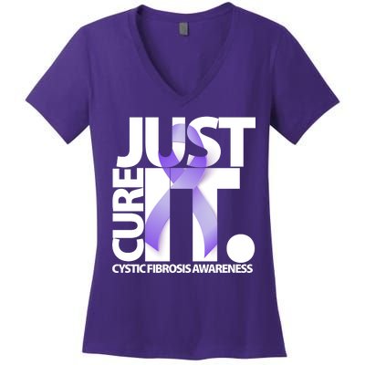 Just Cure it Cystic Fibrosis Women's V-Neck T-Shirt