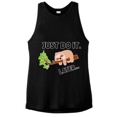 Just Do It Later Funny Lazy Sloth Ladies PosiCharge Tri-Blend Wicking Tank