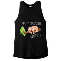 Just Do It Later Funny Lazy Sloth Ladies PosiCharge Tri-Blend Wicking Tank