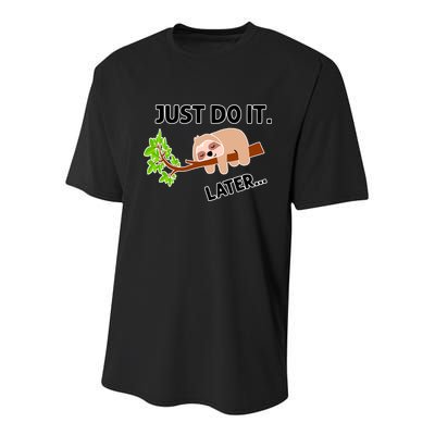 Just Do It Later Funny Lazy Sloth Youth Performance Sprint T-Shirt