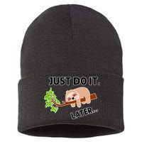 Just Do It Later Funny Lazy Sloth Sustainable Knit Beanie