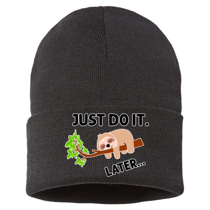 Just Do It Later Funny Lazy Sloth Sustainable Knit Beanie