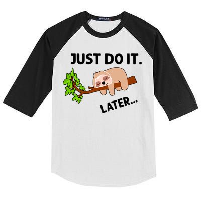 Just Do It Later Funny Lazy Sloth Kids Colorblock Raglan Jersey
