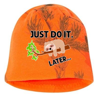 Just Do It Later Funny Lazy Sloth Kati - Camo Knit Beanie