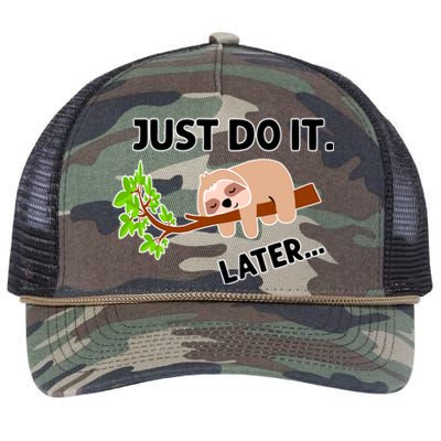 Just Do It Later Funny Lazy Sloth Retro Rope Trucker Hat Cap