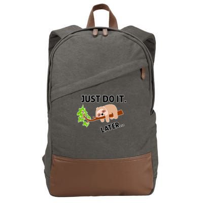 Just Do It Later Funny Lazy Sloth Cotton Canvas Backpack