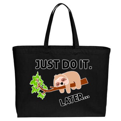 Just Do It Later Funny Lazy Sloth Cotton Canvas Jumbo Tote