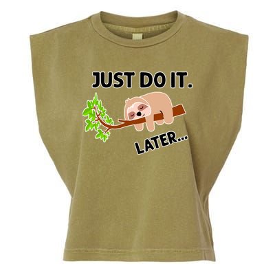 Just Do It Later Funny Lazy Sloth Garment-Dyed Women's Muscle Tee