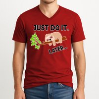 Just Do It Later Funny Lazy Sloth V-Neck T-Shirt