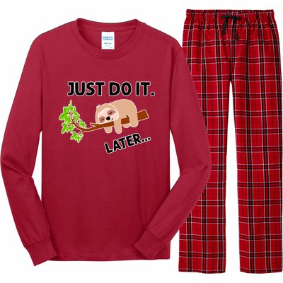 Just Do It Later Funny Lazy Sloth Long Sleeve Pajama Set