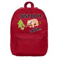 Just Do It Later Funny Lazy Sloth 16 in Basic Backpack