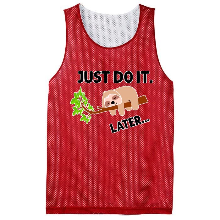 Just Do It Later Funny Lazy Sloth Mesh Reversible Basketball Jersey Tank