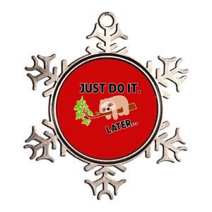 Just Do It Later Funny Lazy Sloth Metallic Star Ornament