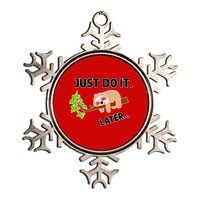 Just Do It Later Funny Lazy Sloth Metallic Star Ornament