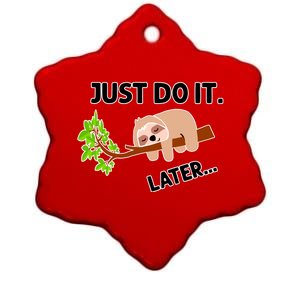 Just Do It Later Funny Lazy Sloth Ceramic Star Ornament