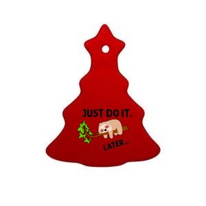 Just Do It Later Funny Lazy Sloth Ceramic Tree Ornament