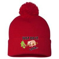 Just Do It Later Funny Lazy Sloth Pom Pom 12in Knit Beanie