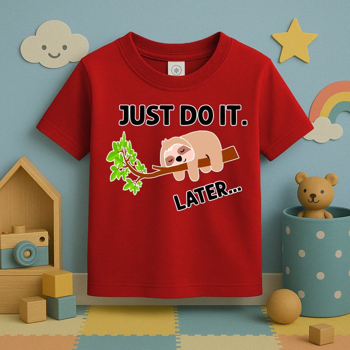 Just Do It Later Funny Lazy Sloth Toddler T-Shirt