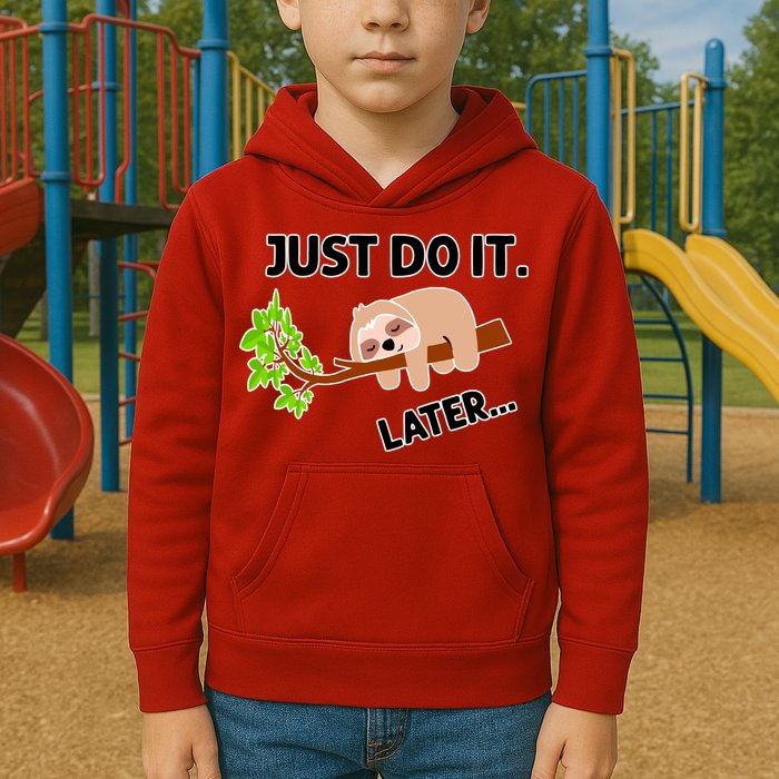 Just Do It Later Funny Lazy Sloth Kids Hoodie