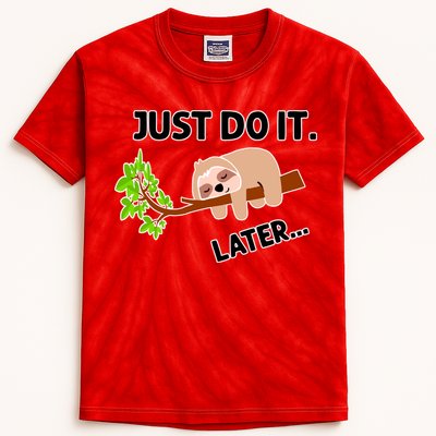 Just Do It Later Funny Lazy Sloth Kids Tie-Dye T-Shirt
