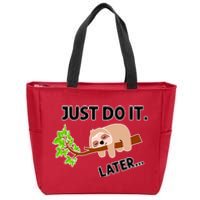 Just Do It Later Funny Lazy Sloth Zip Tote Bag