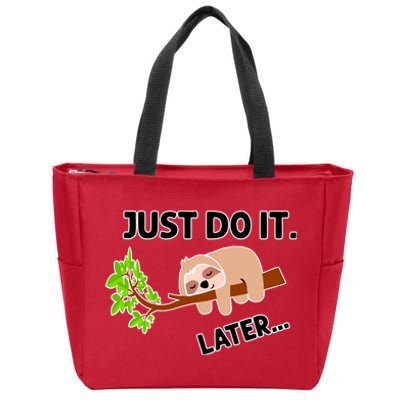 Just Do It Later Funny Lazy Sloth Zip Tote Bag